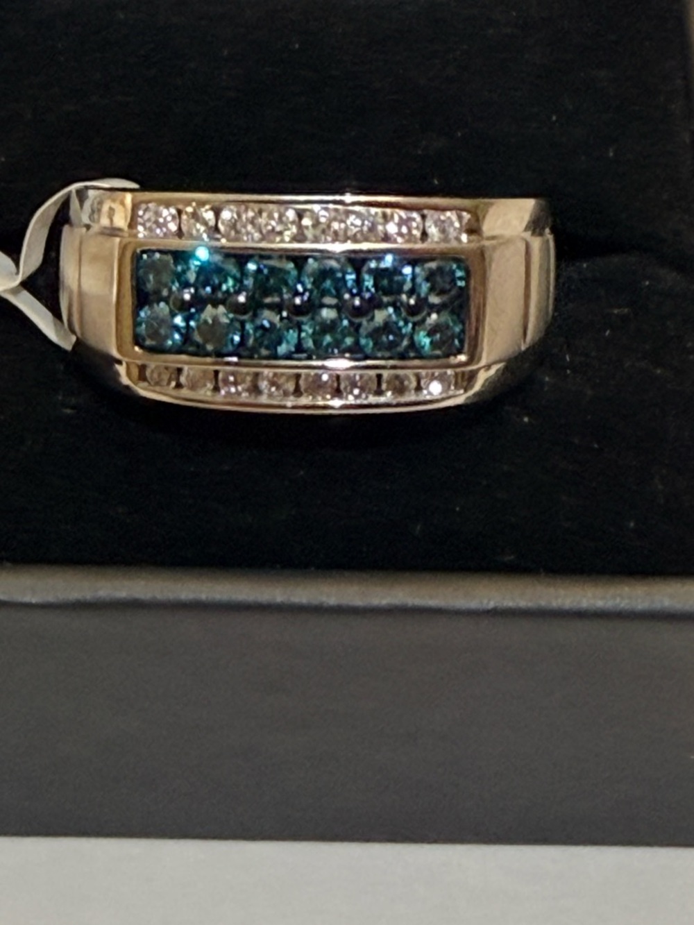 NWT $4000 Men's Blue & White Diamond (1 ct. t.w.) Ring in 10k White Gold